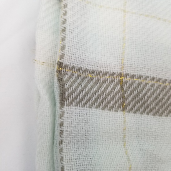 Plaid Blanket Scarf Lightweight Aqua Gold Grey New - Picture 5 of 5